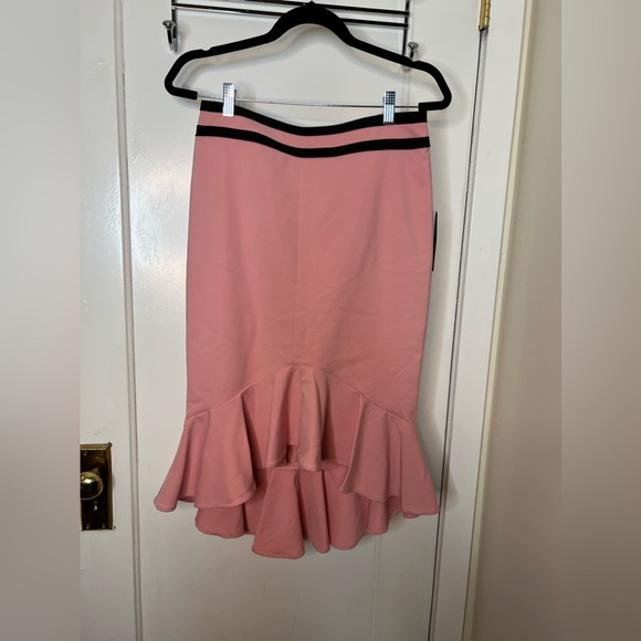 7th Avenue New York & Company Pink Flared Hi-Lo Trumpet Stretch Skirt Size 8 - Picture 7 of 10